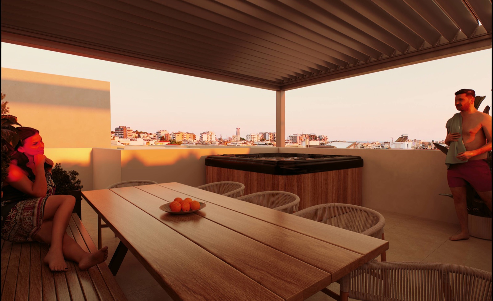 Rooftop with hot tub concept